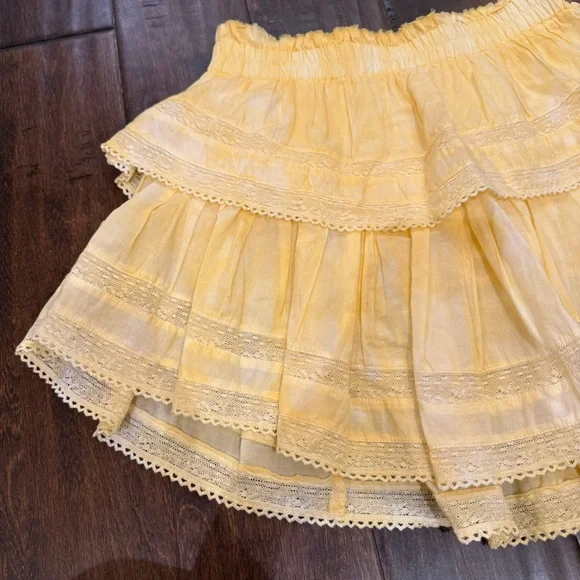 Loveshackfancy Bright Yellow Lemon Drop Hand Dye Ruffle Mini Skirt size Medium - Picture 4 of 9